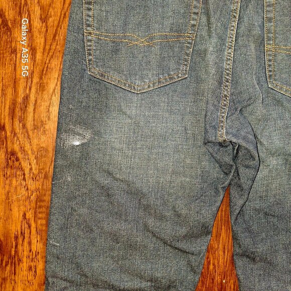 Mens Signature Levi Strauss & Co. Straight Fit Distressed Blue Denim Jeans Sz 36 - Picture 6 of 11